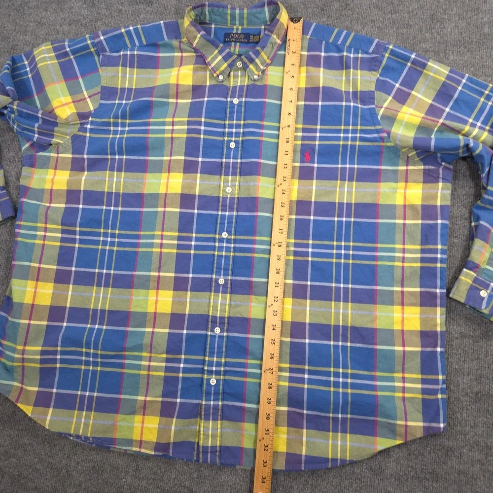 Polo Ralph Lauren Oxford Shirt Mens 4XB Multicolor Plaid Pony Button Down Preppy